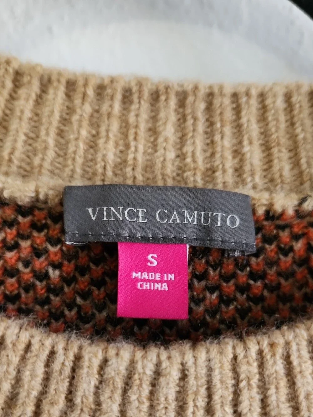 Vince Camuto Halloween Black Cat Pumpkin Fair Isle Knit Sweater Size S